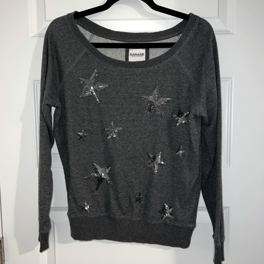 Retro Garage sweater off the shoulder with sequin stars